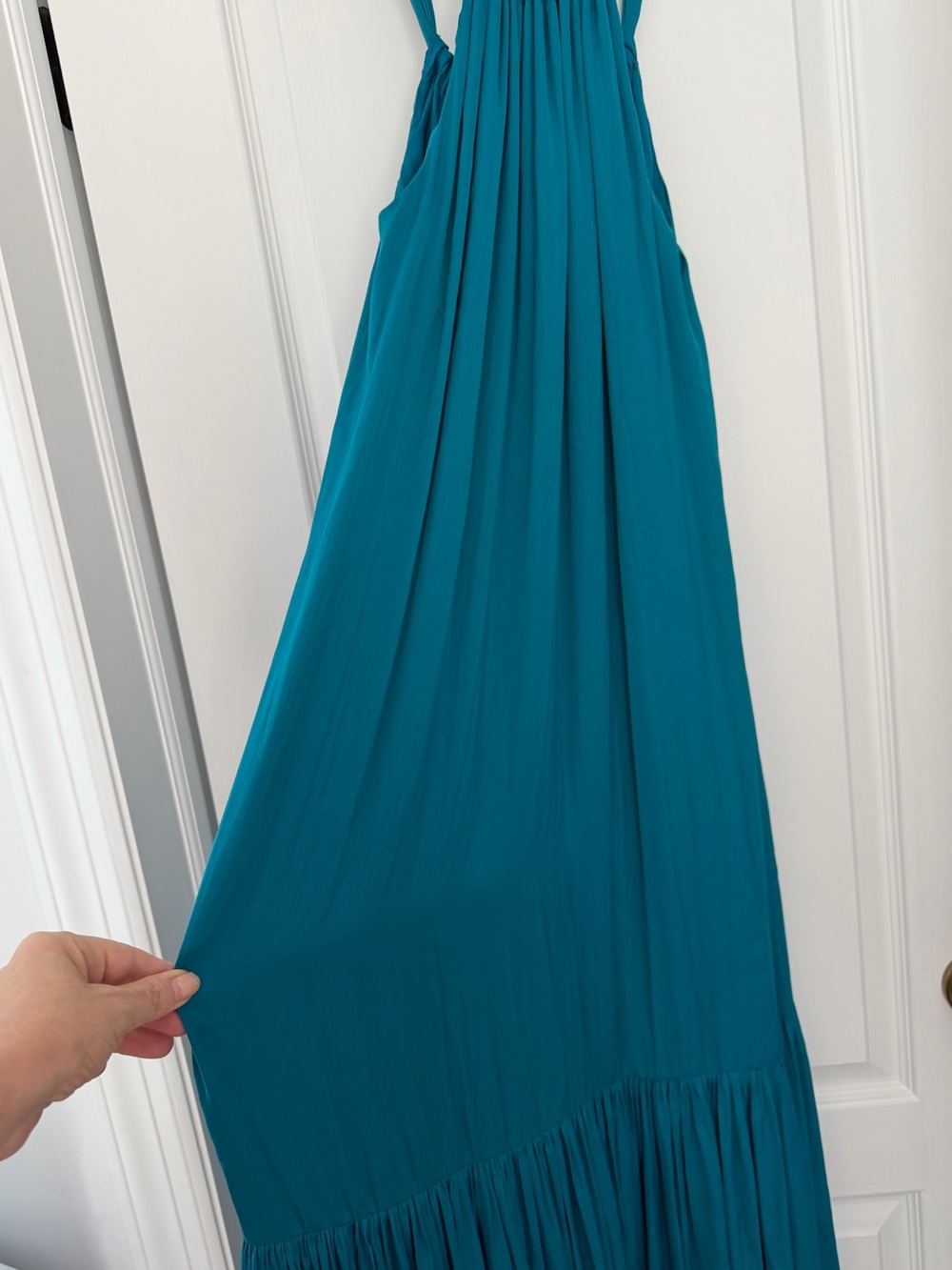 Banana Republic Factory Teal Tie Back Maxi Dress Pockets Sleeveless Medium NWT - Picture 3 of 11
